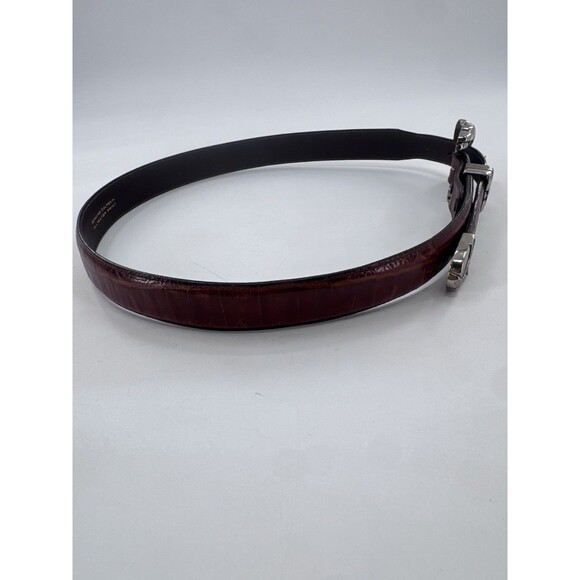 VICENZA Sport Sterling Silver Buckle On Brown  Alligator Print Calfskin Belt 34 main image 6